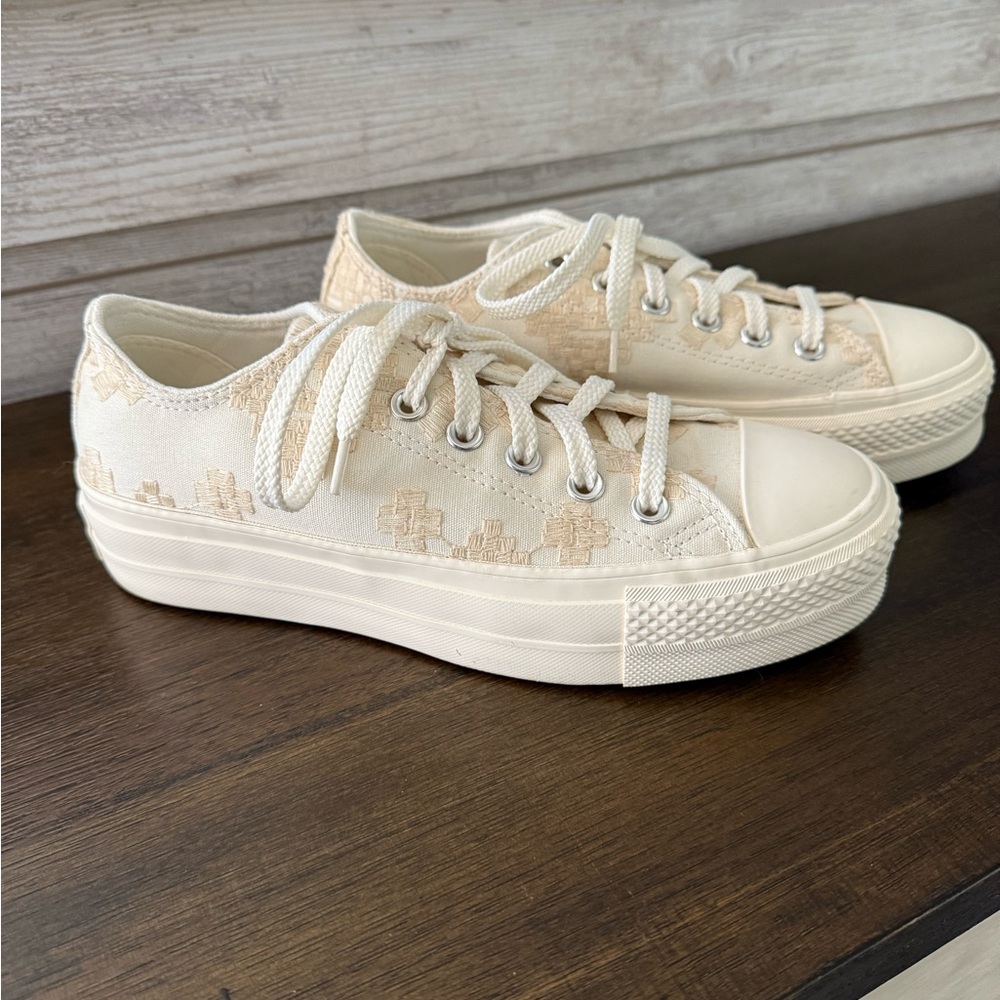 Converse Women's Cream Platform Sneakers
